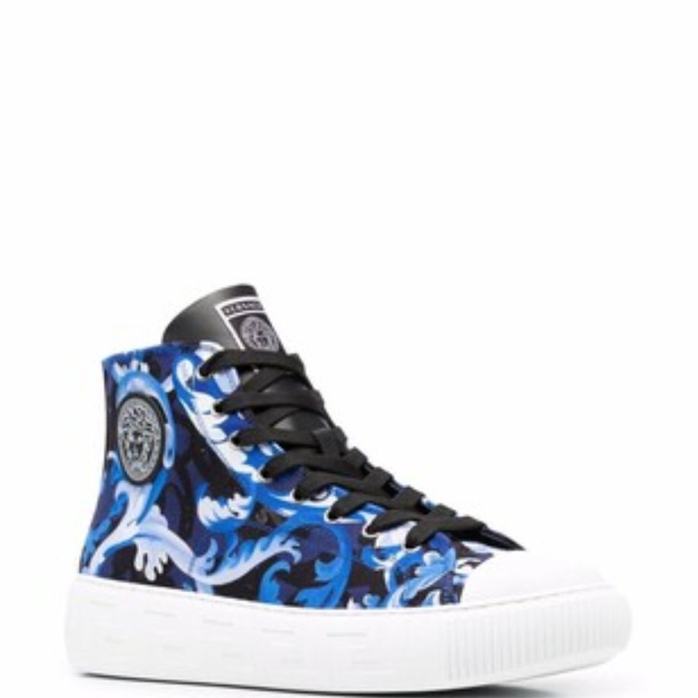 Versace Blue Baroccoflage Greca High-Top Sneakers LIMITED EDITION - Picture 6 of 6